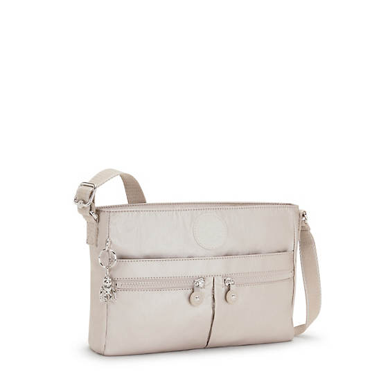 Kipling New Angie Metallic Crossbody Táska Bézs | HU 1199XY